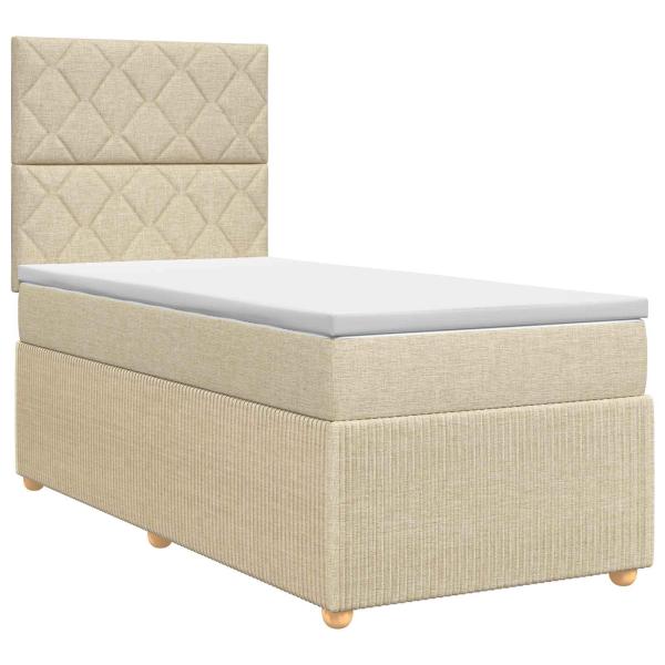 Boxspringbett mit Matratze mit Kopfteil Creme 90 x 200 cm Stoff