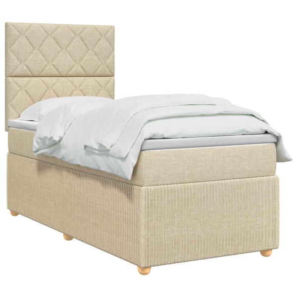 Boxspringbett mit Matratze mit Kopfteil Creme 90 x 200 cm Stoff