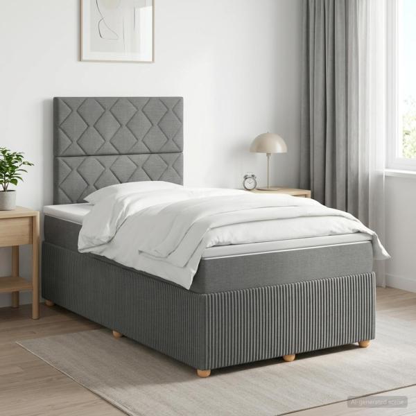 ARDEBO.de - Boxspringbett mit Matratze Dunkelgrau 120 x 190 cm Stoff