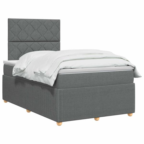 Boxspringbett mit Matratze Dunkelgrau 120 x 190 cm Stoff