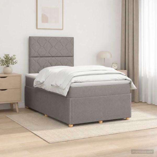 ARDEBO.de - Boxspringbett mit Matratze Taupe 120 x 190 cm Stoff