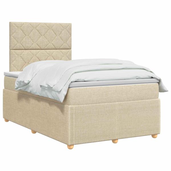 Boxspringbett mit Matratze Creme 120 x 190 cm Stoff