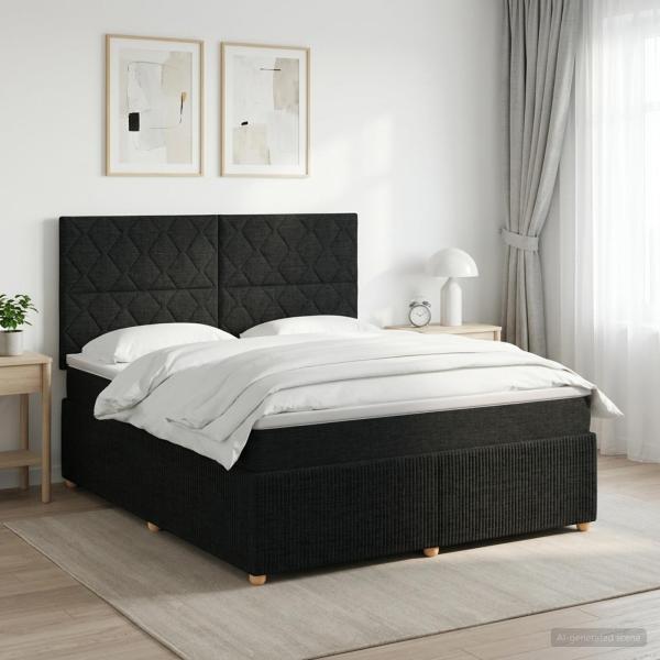 ARDEBO.de - Boxspringbett mit Matratze Schwarz 140 x 190 cm Stoff