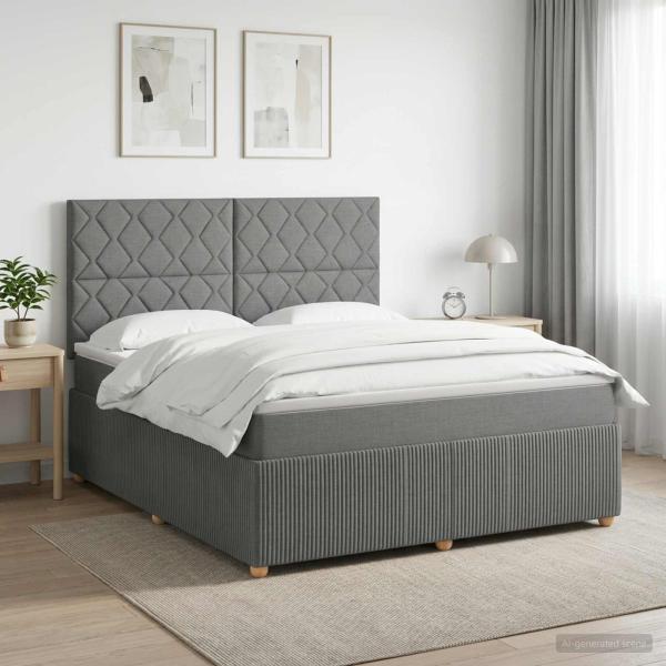 ARDEBO.de - Boxspringbett mit Matratze Dunkelgrau 180 x 200 cm Stoff