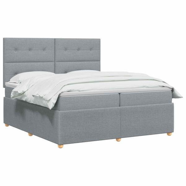 Boxspringbett mit Matratze Hellgrau 200 x 200 cm Stoff