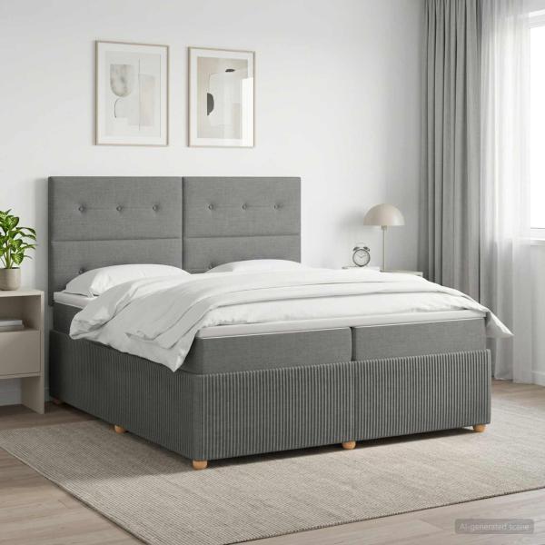 ARDEBO.de - Boxspringbett mit Matratze Dunkelgrau 200 x 200 cm Stoff