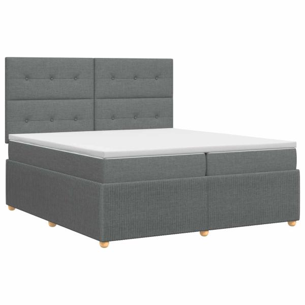 Boxspringbett mit Matratze Dunkelgrau 200 x 200 cm Stoff
