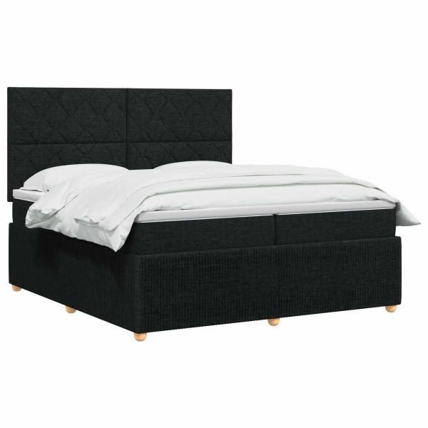 Boxspringbett mit Matratze Schwarz 200 x 200 cm Stoff