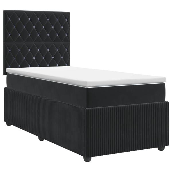 Boxspringbett mit Matratze Schwarz 80 x 200 cm Samt