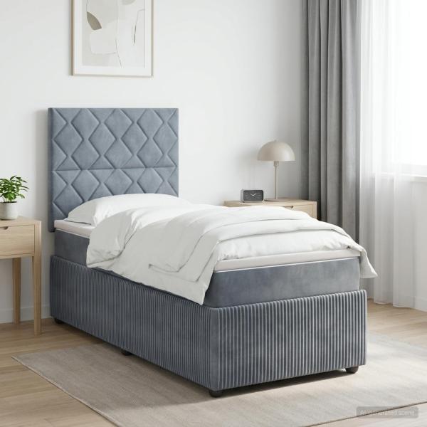 ARDEBO.de - Boxspringbett mit Matratze Dunkelgrau 80 x 200 cm Samt