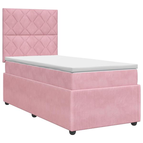 Boxspringbett mit Matratze mit Kopfteil Rosa 90 x 190 cm Samt