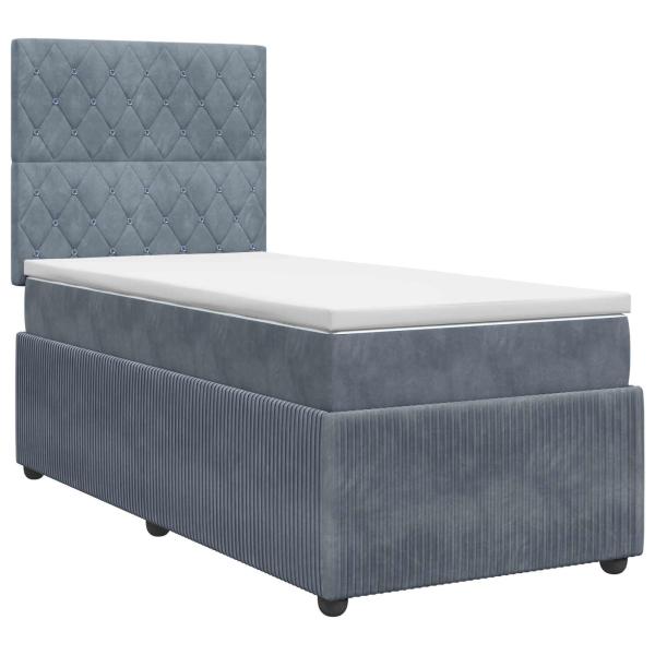 Boxspringbett mit Matratze Dunkelgrau 90 x 200 cm Samt