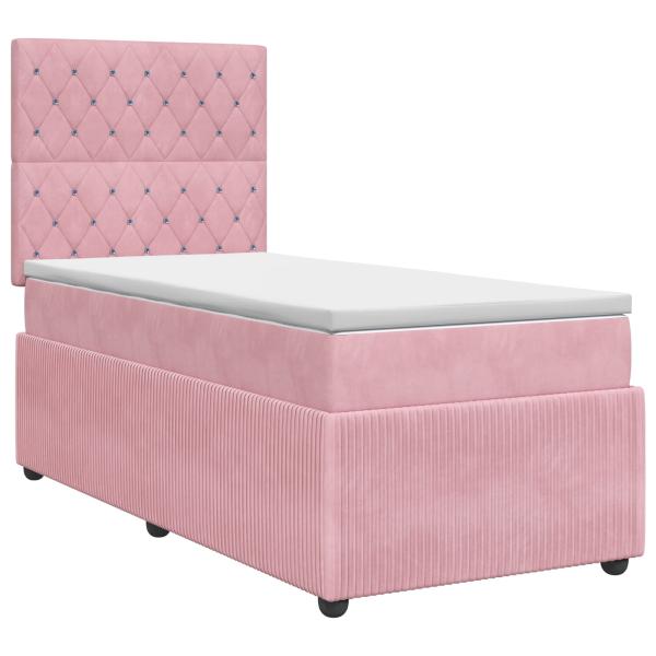 Boxspringbett mit Matratze mit Kopfteil Rosa 90 x 200 cm Samt