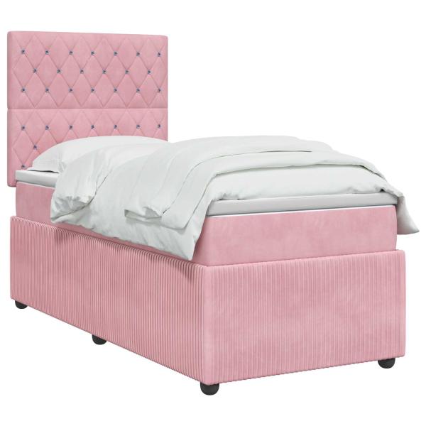 Boxspringbett mit Matratze mit Kopfteil Rosa 90 x 200 cm Samt