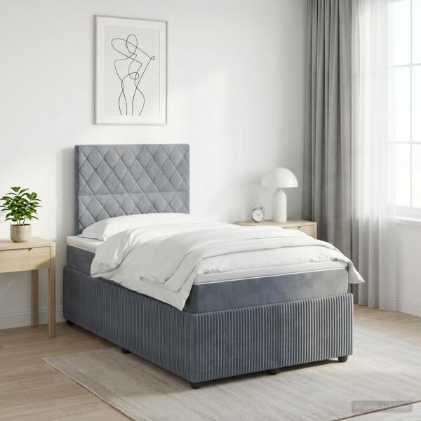 ARDEBO.de - Boxspringbett mit Matratze Dunkelgrau 120 x 190 cm Samt