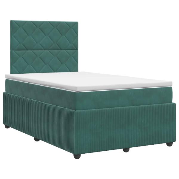 Boxspringbett mit Matratze Dunkelgrün 120 x 190 cm Samt