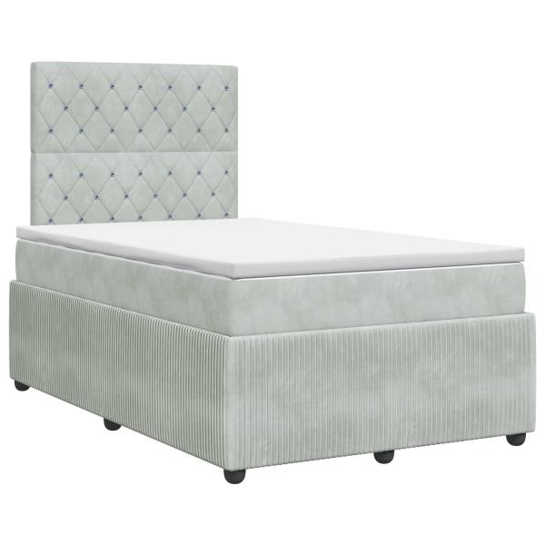 Boxspringbett mit Matratze Hellgrau 120 x 200 cm Samt