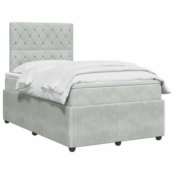 Boxspringbett mit Matratze Hellgrau 120 x 200 cm Samt