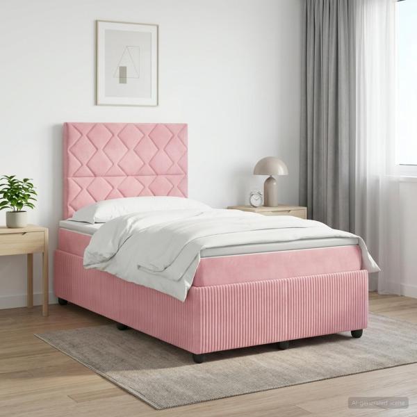 ARDEBO.de - Boxspringbett mit Matratze mit Kopfteil Rosa 120 x 200 cm Samt