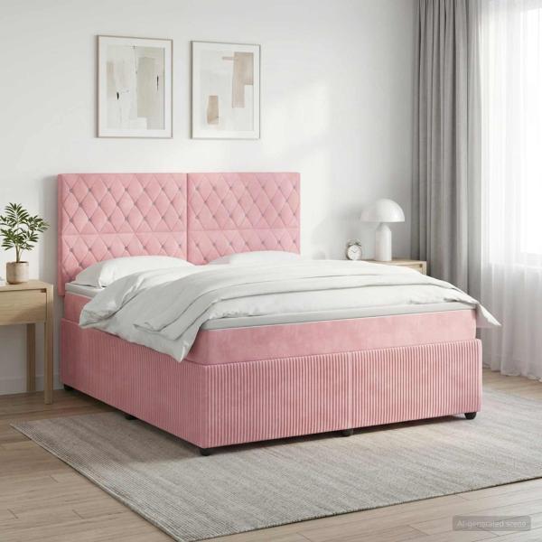 ARDEBO.de - Boxspringbett mit Matratze mit Kopfteil Rosa 140 x 190 cm Samt