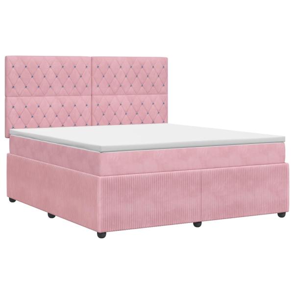 Boxspringbett mit Matratze mit Kopfteil Rosa 140 x 190 cm Samt