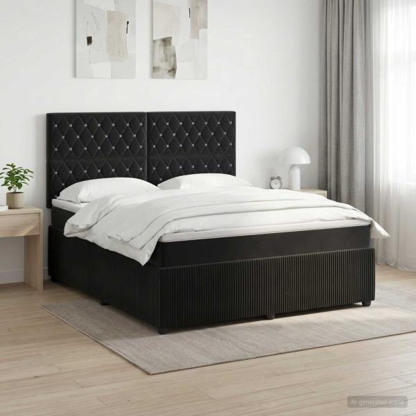 ARDEBO.de - Boxspringbett mit Matratze Schwarz 140 x 200 cm Samt