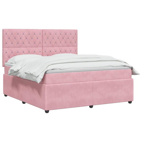 Boxspringbett mit Matratze mit Kopfteil Rosa 140 x 200 cm Samt