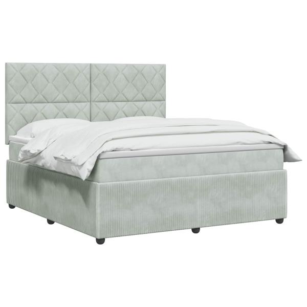 Boxspringbett mit Matratze Hellgrau 160 x 200 cm Samt