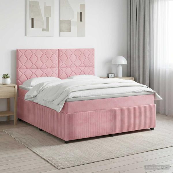 ARDEBO.de - Boxspringbett mit Matratze mit Kopfteil Rosa 180 x 200 cm Samt