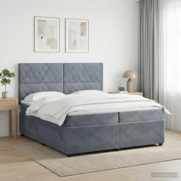 ARDEBO.de - Boxspringbett mit Matratze Dunkelgrau 200 x 200 cm Samt