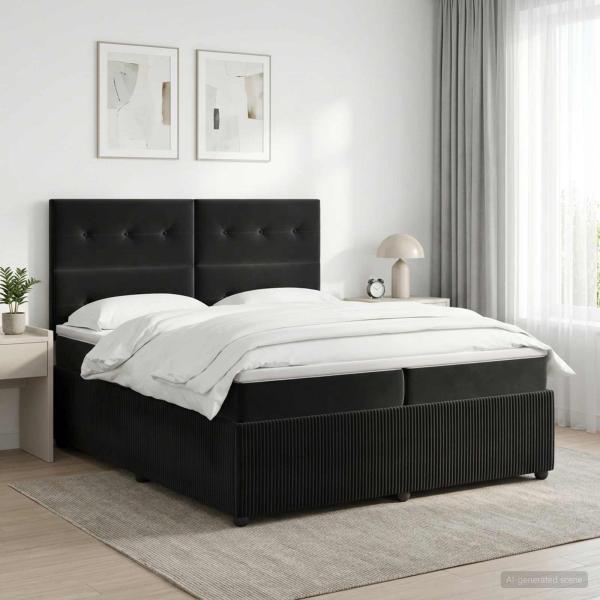 ARDEBO.de - Boxspringbett mit Matratze Schwarz 200 x 200 cm Samt