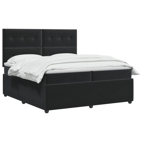 Boxspringbett mit Matratze Schwarz 200 x 200 cm Samt