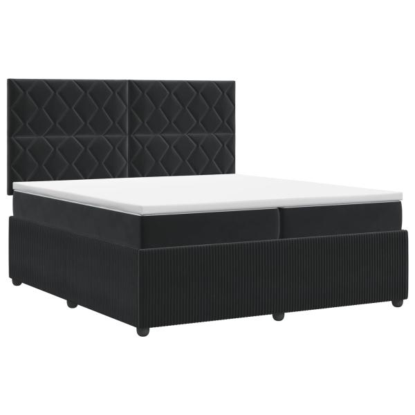 Boxspringbett mit Matratze Schwarz 200 x 200 cm Samt
