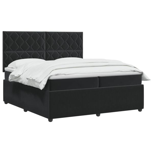 Boxspringbett mit Matratze Schwarz 200 x 200 cm Samt