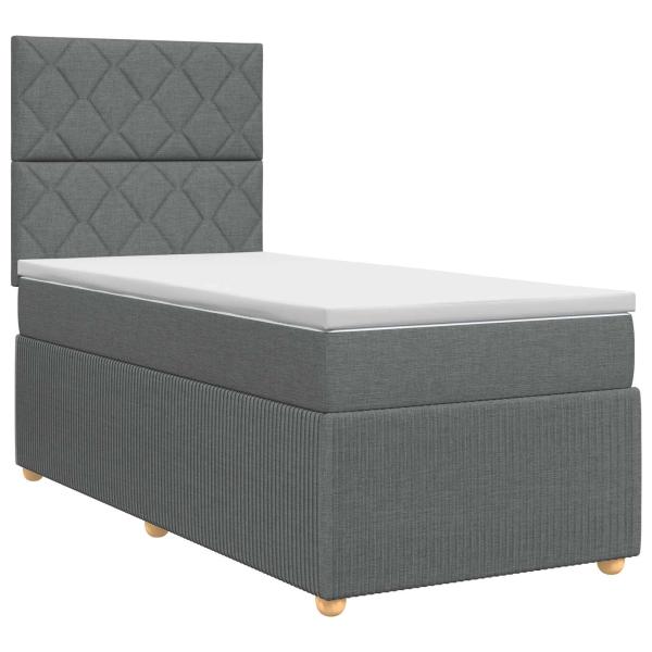 Boxspringbett mit Matratze Dunkelgrau Einzeln Stoff