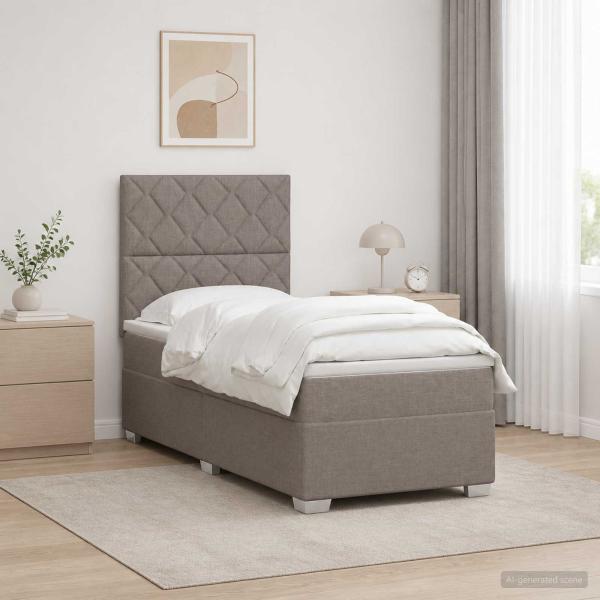 Boxspringbett mit Matratze mit Kopfteil Taupe 80 x 200 cm Stoff