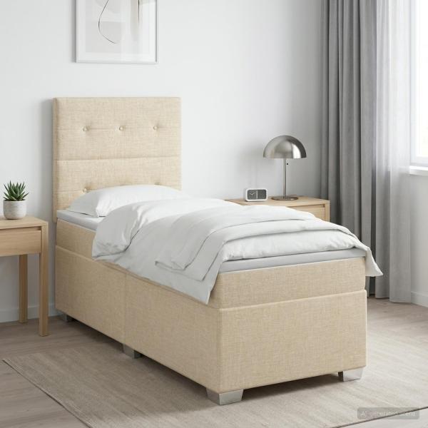 ARDEBO.de - Boxspringbett mit Matratze Creme 100 x 200 cm Stoff