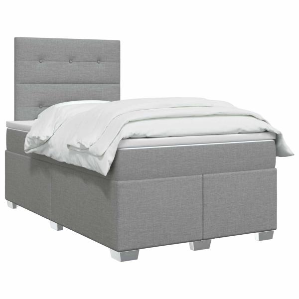 Boxspringbett mit Matratze Hellgrau 120 x 190 cm Stoff