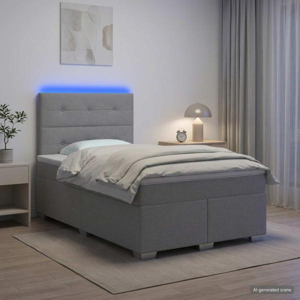 Boxspringbett mit Matratze Hellgrau 120 x 190 cm Stoff