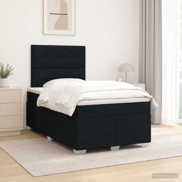 ARDEBO.de - Boxspringbett mit Matratze Schwarz 120 x 190 cm Stoff