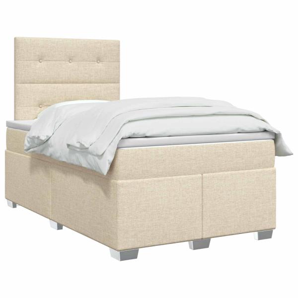 Boxspringbett mit Matratze Creme 120 x 190 cm Stoff