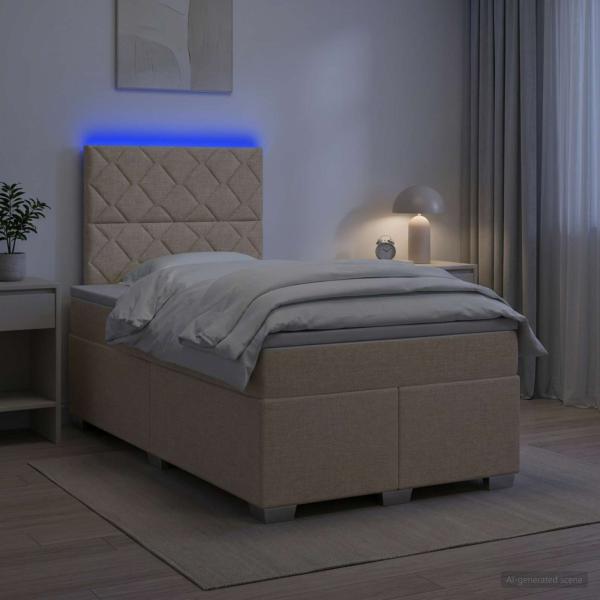 ARDEBO.de - Boxspringbett mit Matratze Creme 120 x 190 cm Stoff