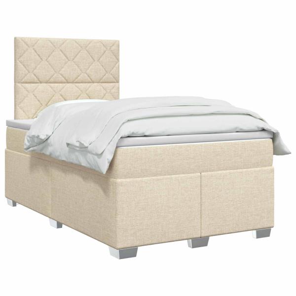 Boxspringbett mit Matratze Creme 120 x 190 cm Stoff
