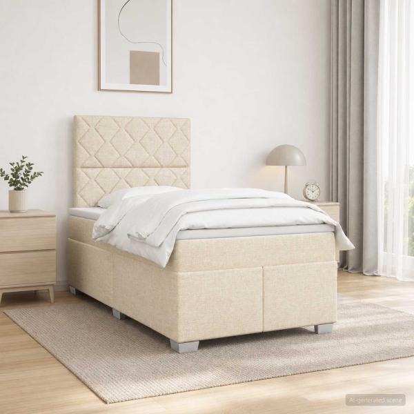 Boxspringbett mit Matratze Creme 120 x 190 cm Stoff
