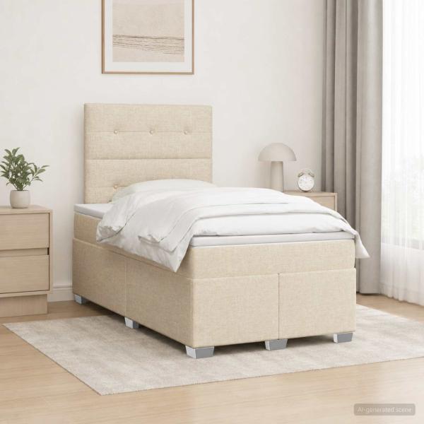Boxspringbett mit Matratze Creme 120 x 200 cm Stoff