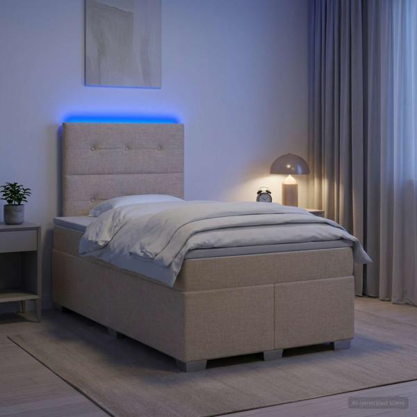 Boxspringbett mit Matratze Creme 120 x 200 cm Stoff