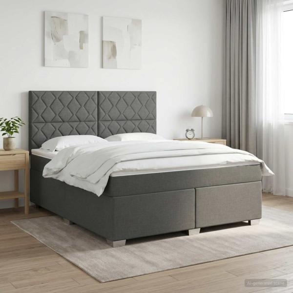 ARDEBO.de - Boxspringbett mit Matratze Dunkelgrau 140 x 190 cm Stoff