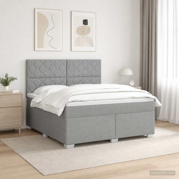 Boxspringbett mit Matratze Hellgrau 140 x 200 cm Stoff