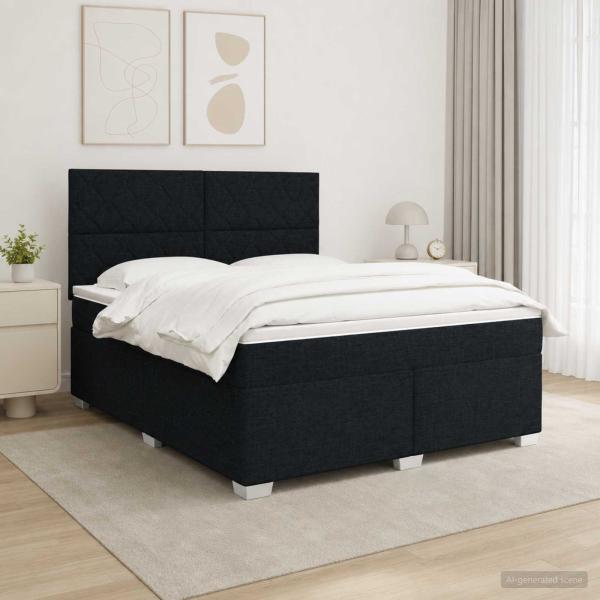 Boxspringbett mit Matratze Schwarz 140 x 200 cm Stoff