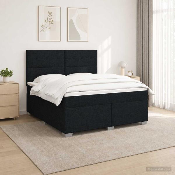 ARDEBO.de - Boxspringbett mit Matratze Schwarz 160 x 200 cm Stoff